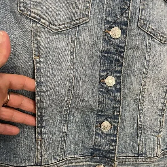 Denim Jean Stretch Jacket Embroidered Flamingo Aloha SZ S/M - Picture 9 of 11